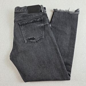 Moussy Vintage Kelley Tapered Distressed Jean Black Raw Hem 34x27
